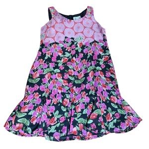 Danny & Nicole Vintage Hippie Eclectic Whimsygoth Floral Pink Black Mini Dress